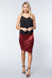 Jewel Strap Satin Midi Skirt