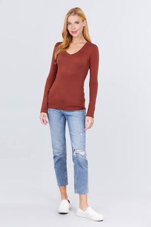 Cotton Jersey V-neck Top