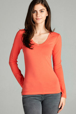 Cotton Jersey V-neck Top