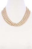 Chunky 3 Layer Cuban Chain Link Metal Necklace