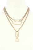 Lock Charm Metal Layered Necklace