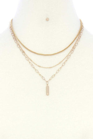 Metal Bar Oval Link Layered Neclace