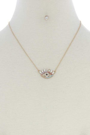 Rhinestone Eye Charm Necklace