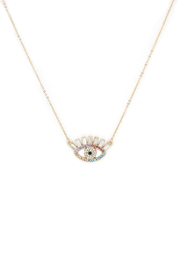 Rhinestone Eye Charm Necklace