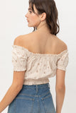 Off Shoulder, Cropped Top Puff Sleeve