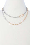 2 Layered Metal Clothing Pin Chain Multi Necklace