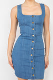 Denim Button-front Mini Dress