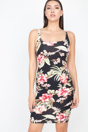 Floral Square Neck Bodycon Dress