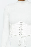 Mock Neck Long Sleeve Bodycon Mini W Bustier Detail And Stitching