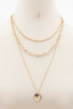 Coin Charm Oval Link Layered Necklace