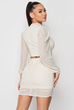 Sexy Sheer Cutout Puff Sleeved Top And Skirt Set