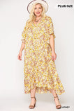 Floral Frill Detail Flowy Maxi Dress With Neck Tie