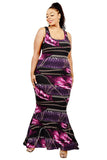 Plus Leaf & Chain Print Bodycon Maxi Dress