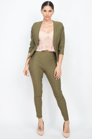 3/4 Sleeves Blazer & Capri Pants Set