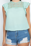 Lace Illusion Flutter Sleeves Top