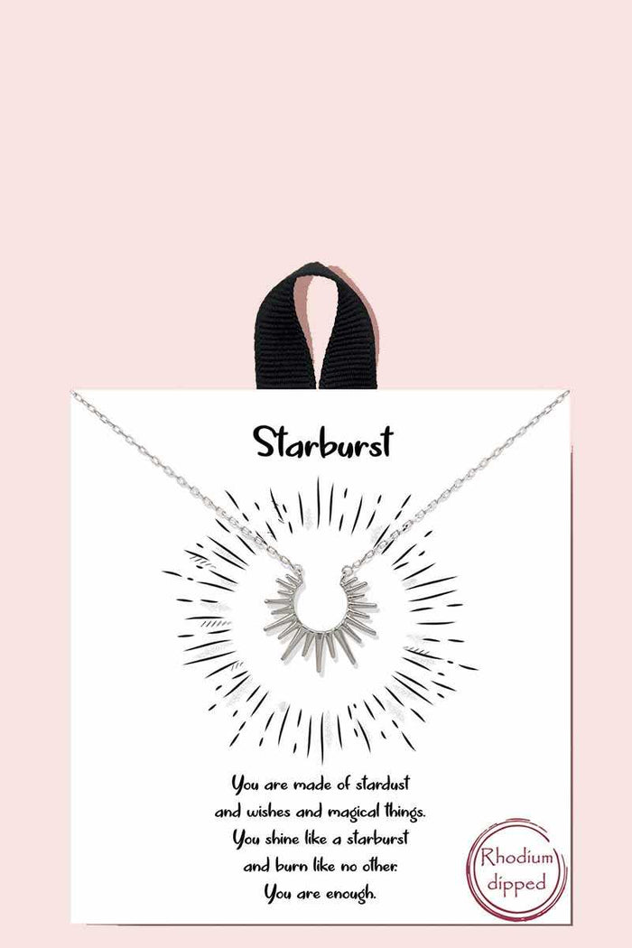 18k Gold Rhodium Dipped Starburst Pendant Necklace