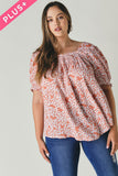 Plus Square Neck Smocked Detail Top