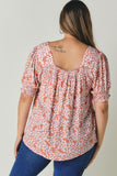 Plus Square Neck Smocked Detail Top