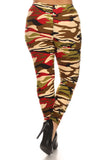 Camo Print, Banded, Full Length Leggings In A Fitted Style With A High Waisted