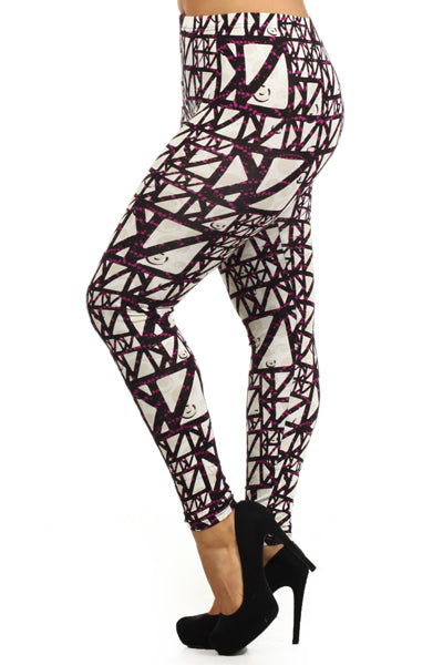 Optical Print, High Waist Leggings. Leggings Are Fully Lined. Cotton Spandex Printed Leggings