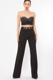 Waist Button And Buckle Detailed Fashion Pants