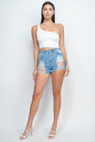 Frayed Distressing Denim Shorts