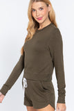 Long Slv Crew Neck Slub Terry Top