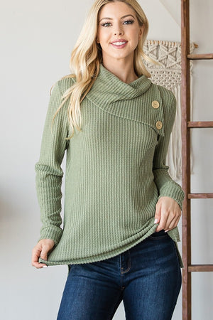 Buttoned Flap Mock Sweater