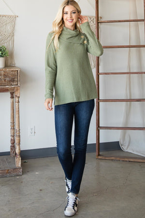 Buttoned Flap Mock Sweater