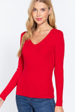 V-neck Viscose Rib Sweater