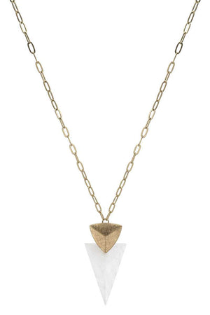 Metal Chain Triangle Natural Stone Pendant Necklace