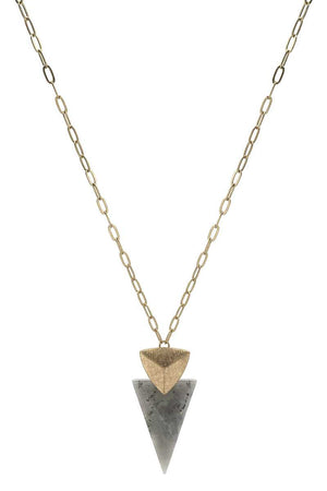 Metal Chain Triangle Natural Stone Pendant Necklace