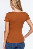 Short Sleeve V-neck Rib Top