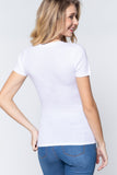 Short Sleeve V-neck Rib Top