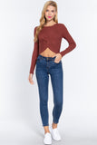 Crew Neck Knotted Crop Sweater