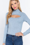 Long Slv Mock Neck Keyhole Sweater