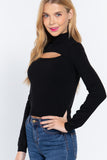 Long Slv Mock Neck Keyhole Sweater