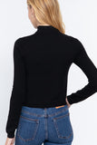 Long Slv Mock Neck Keyhole Sweater