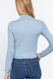 Long Slv Mock Neck Keyhole Sweater