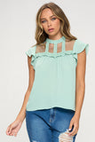 Lace Yoke Mock Neck Top