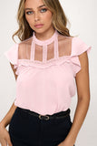 Lace Yoke Mock Neck Top