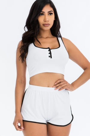 Cropped Tank Top And Shorts Set