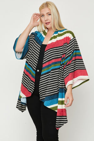 Kimono Style Striped Cardigan