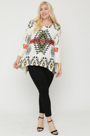 Geometric/tribal Sublimation Print Tunic Top