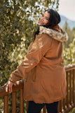 Plus Size Quilted Detail Vegan Fur Cotton Twill Parka Jacket