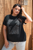 Plus Black Animal Print & Lightning Print Short Sleeve T-shirt Top