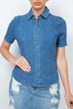 Button-down Collared Denim Top