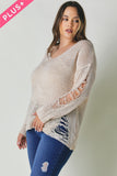 Plus Solid Round Neck Sweatrer