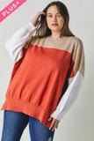 Plus Round Neck Multicolored Oversized Sweater