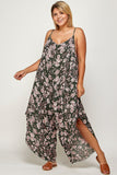 Plus Size Floral Print Jumpsuit